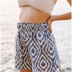 Mirth Track Shorts in Azure Ikat